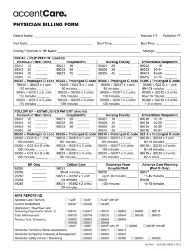 AC-142.1 - Physician Billing Form