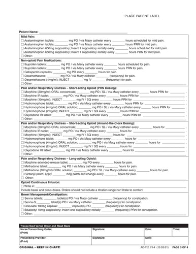 AC-112.1/3-4 Inpatient Initial Admission Orders - Pg 3 of 4