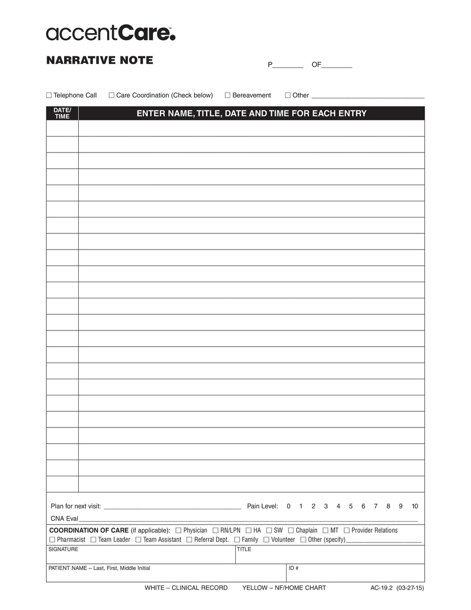 AC-19.2 Narrative Note – RFS-AccentCare-Forms